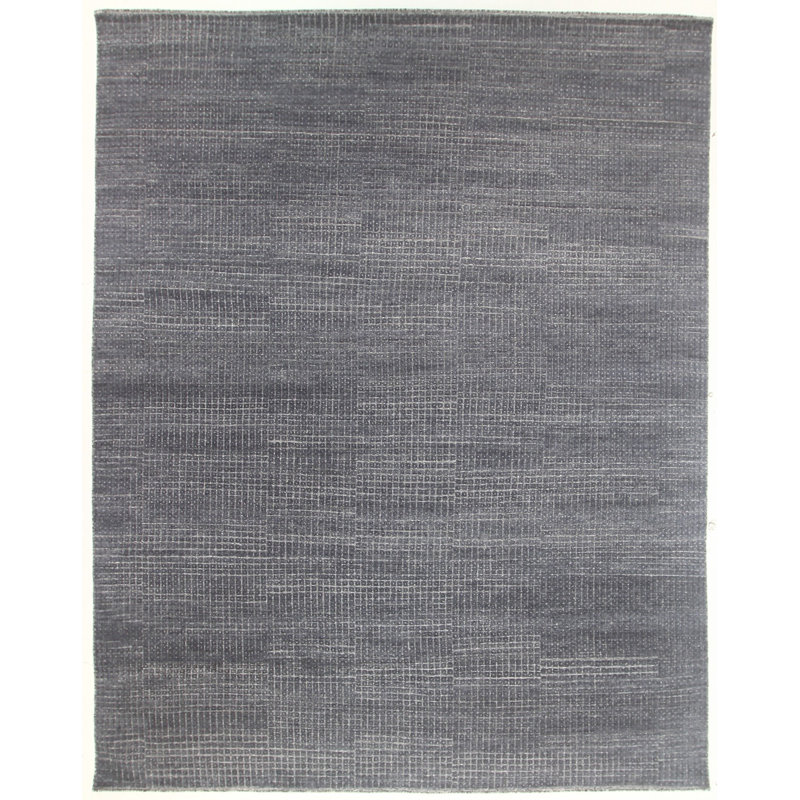 Hand-Knotted Wool Gray Area Rug, Rectangle 10' x 14'