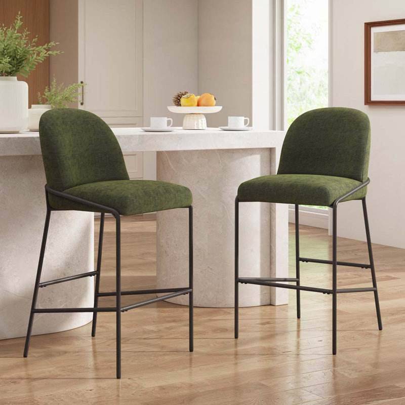 Tabouret de bar rembourré en métal, Vert