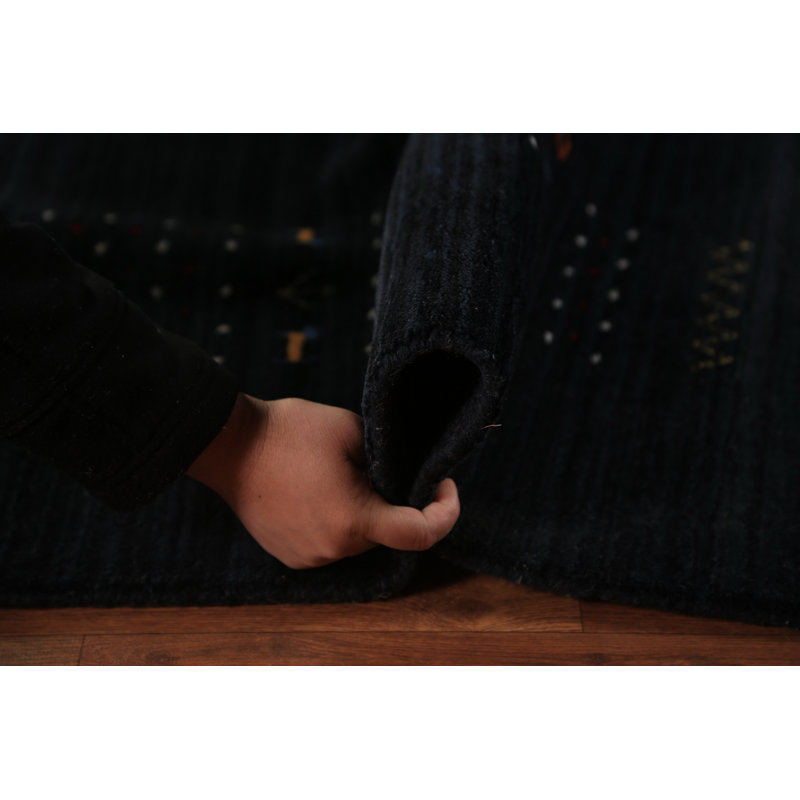 Tapis oriental bleu marine foncé fait à la main Gabbeh