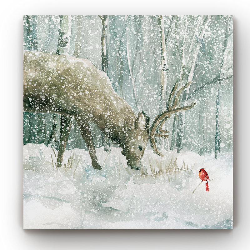 Winter Forest Friends - Wrapped Canvas Print, 24" H x 24" W x 1" D