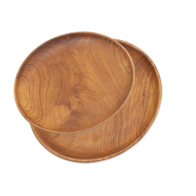 Assiettes en bois de teck