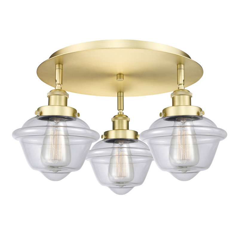 Grourke Glass Flush Mount, Clear, Satin Gold