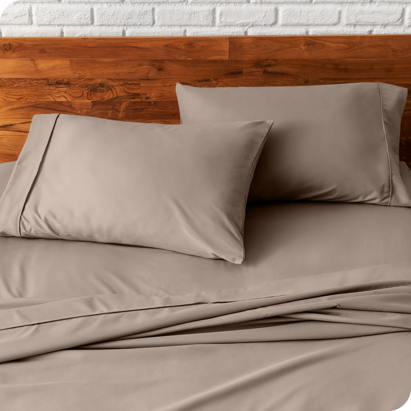 Taupe Cotton Hypoallergenic Embroidered Standard Pillowcase Set