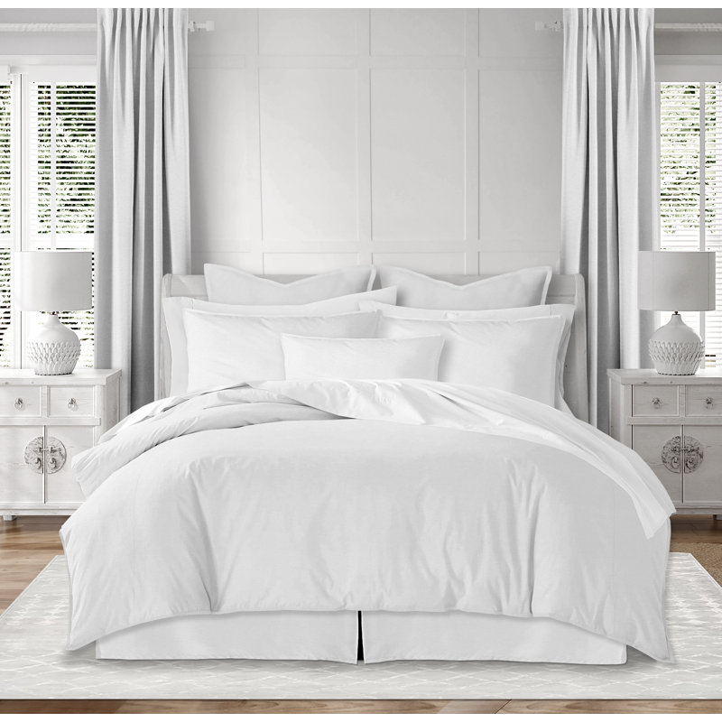 Ensemble d'édredon 2 pièces Eastport, Édredon grand + 2 taies décoratives, Blanc, Coton
