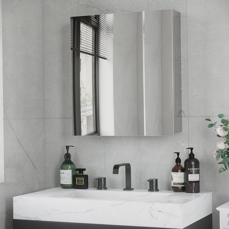 Miroir de salle de bain avec tablettes de rangement, armoire murale de salle de bain