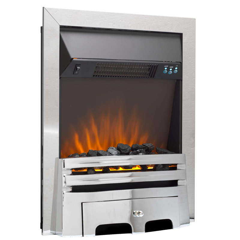 Diesel Belfry Heating 48cm W Electric Fireplace Insert with 4000 BTU, Chrome/Brushed