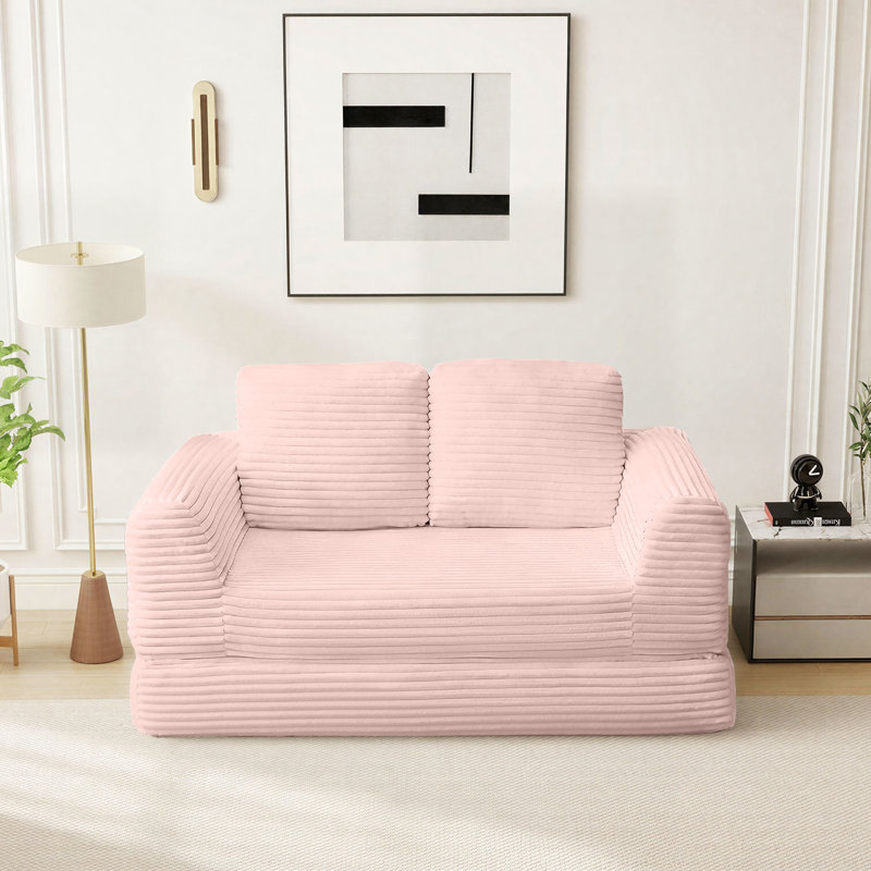 Canapé-lit Boneless Cloud Compression, Rose, H 33,8 po x l 63 po x P 37,4 po