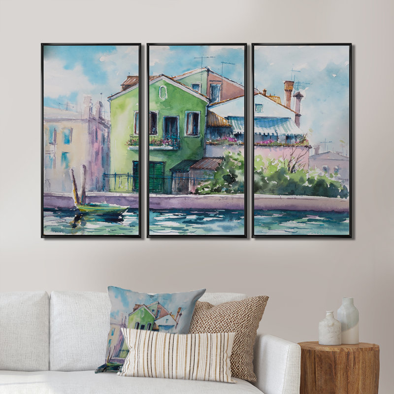 Sunny Day On The Waterfront On The Island Framed On Canvas