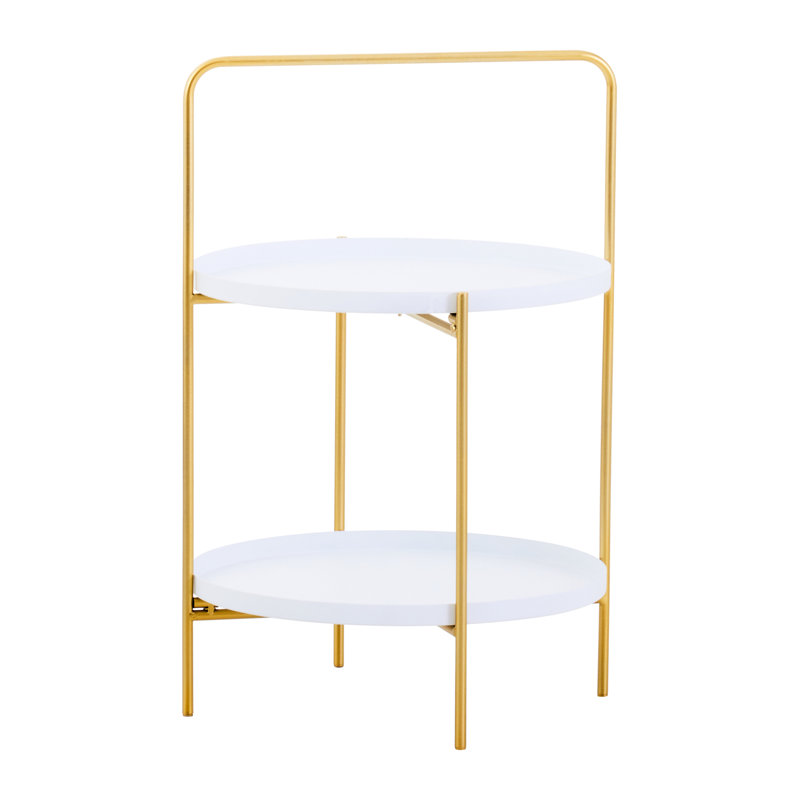 Alexica End Table, White, White/Gold