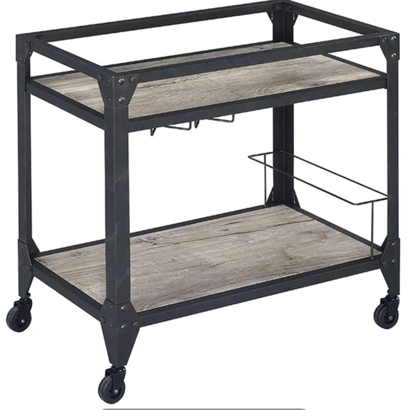 Versatile Rustic Oak Serving Cart With Multiple Functionalities And Stylish Design