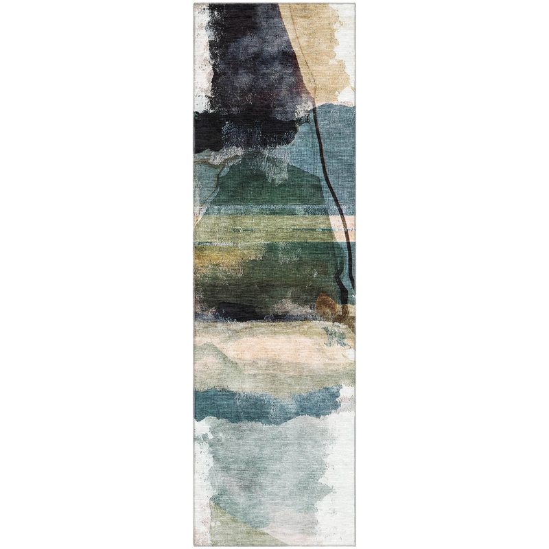 Premium Machine Washable Mayfield Abstract Rug, 5' x 7'6", Brown