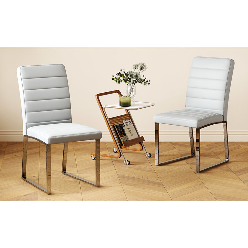 Paquet de 2 chaises en polyuréthane gris avec une conception ergonomique et de la mousse à densité moyenne, pour un siège de conférence, un rembourrage en mousse de salle à manger pour le bureau, des pieds en fer noir enduit de jet, un assemblage facile