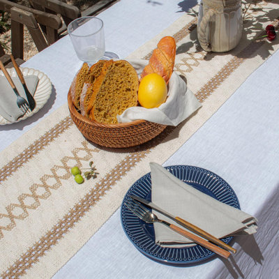 Boho Macrame Table Runner Burlap Farmhouse Linen Table Runner With Tassels For Bohemian Rustic Wedding