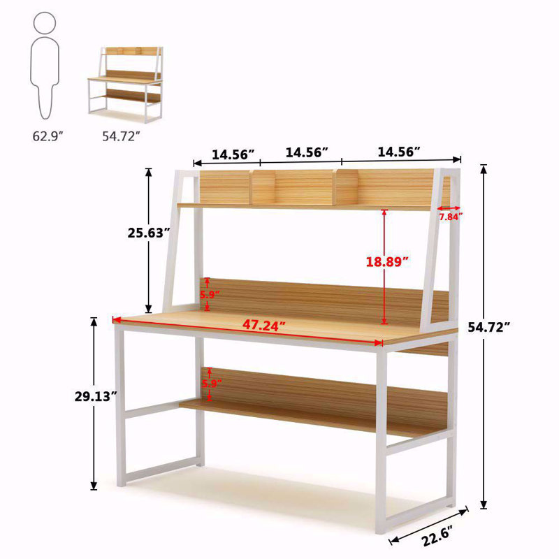 Computer Desk, Light Walnut/White