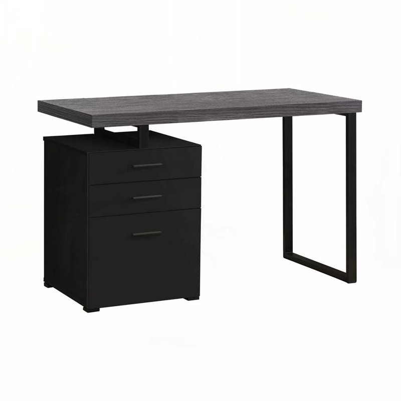 Bureau d'ordinateur à domicile avec tiroirs de rangement, Gris / Noir