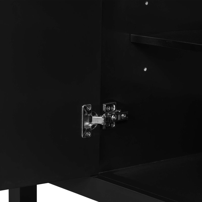 36" Black Solid Wood and MDF Freestanding Bathroom Vanity