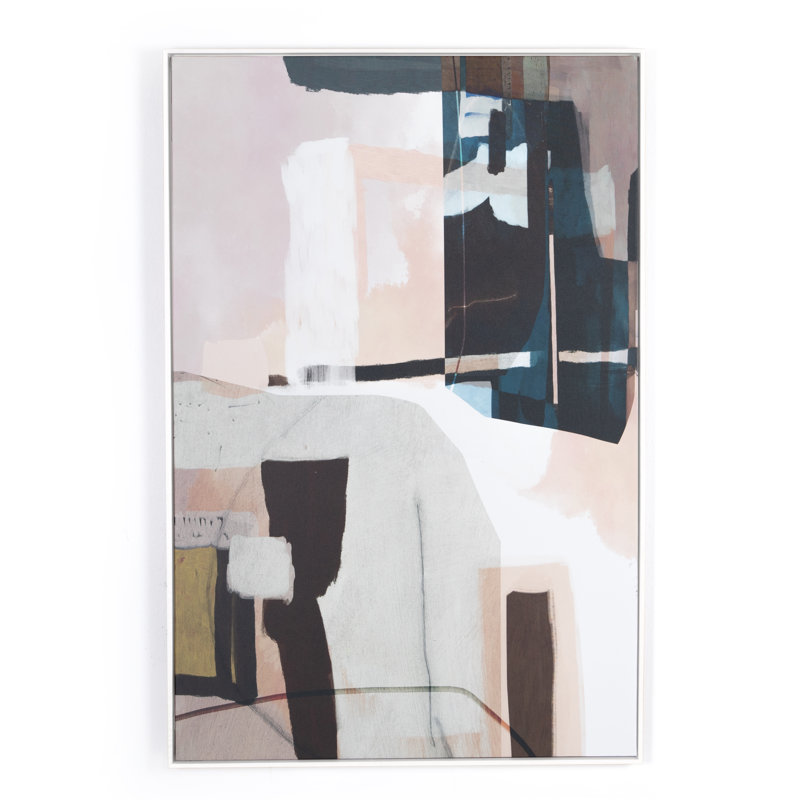 Large Abstract Matte Canvas with White Maple Frame