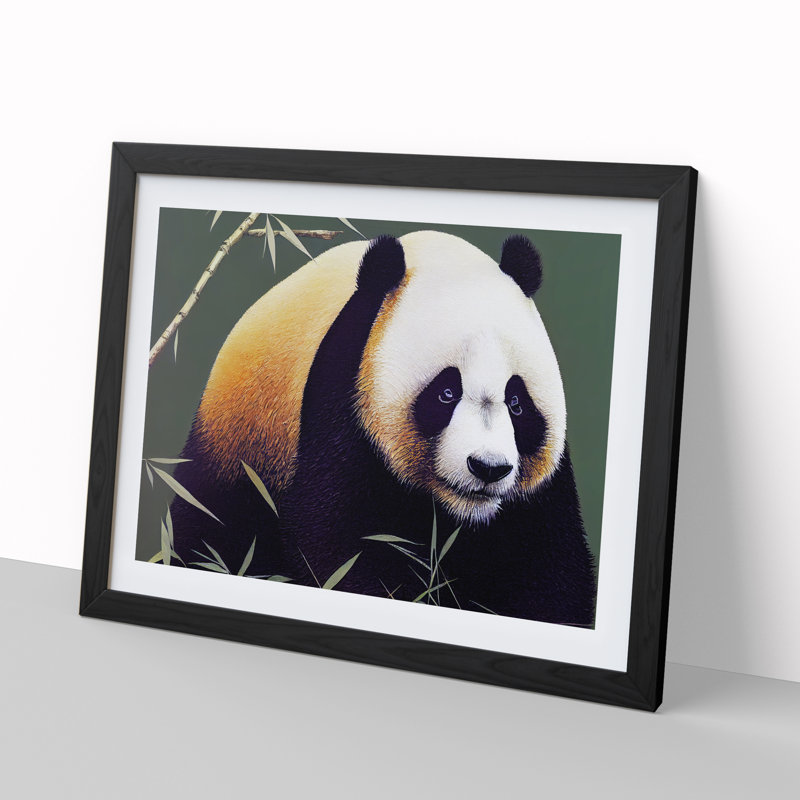 Striking Panda - Single Picture Frame Print, 46cm H x 64cm W x 2cm D, Black