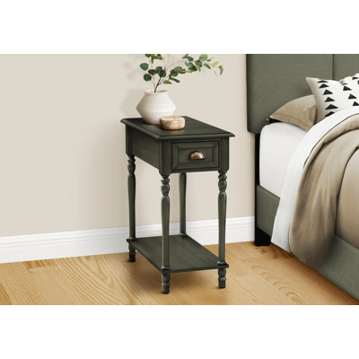 Table de chevet pour chambre à coucher, table de chevet, table d'appoint de style traditionnel, table de bout étroite avec tablette de rangement et tiroir