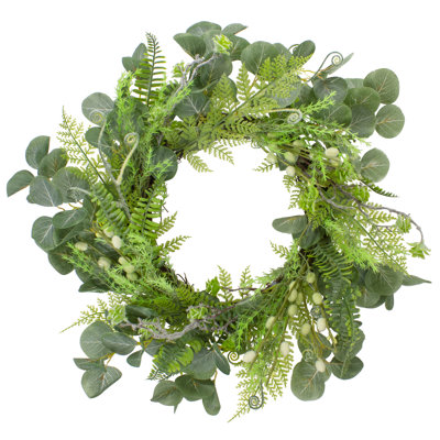 Eucalyptus And Foliage Springtime Floral Wreath  Green 21"