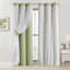 Rideaux occultant 90% vert sauge avec mélange de voile transparent
