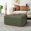Repose-pieds carré modulaire en similicuir vert sauge pour le salon | Similicuir | Contreplaqué-835128731