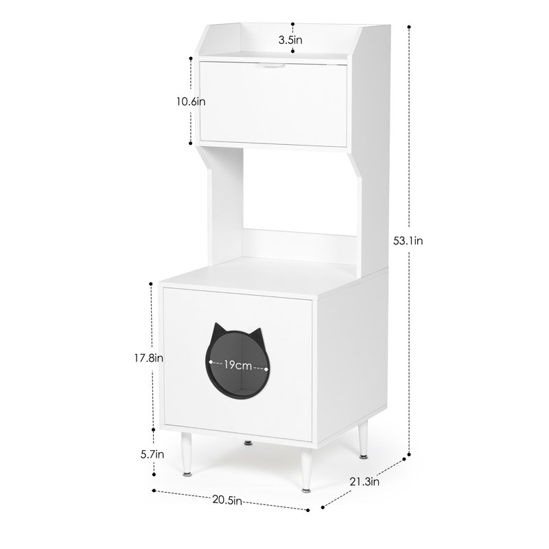Cat Litter Box Enclosure With Door And Shelves