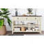 Console rétro avec deux tablettes ouvertes, structure en bois de pin massif et pieds pour le salon-1244053164