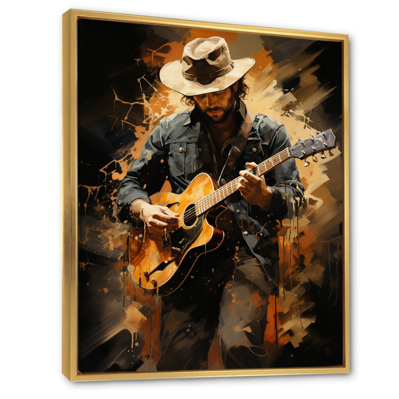 Besan Music Country Ballad Warm I, H 32 po x l 24 po x P 1 po, Cadre flottant doré