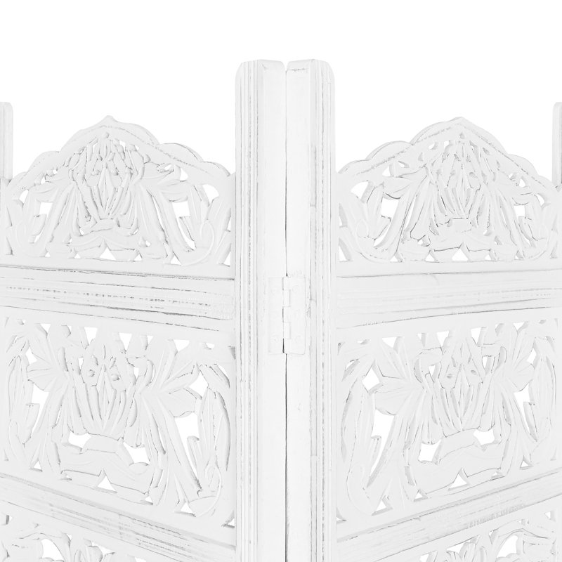 Broomsedge 200cm W x 180cm H 4 - Panel Folding Room Divider, Antique White