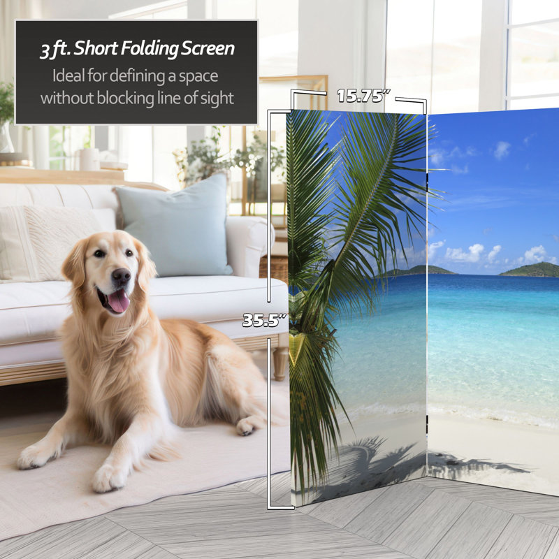 Kight Beach Vacation Canvas Room Divider, 23.75" H x 63" W