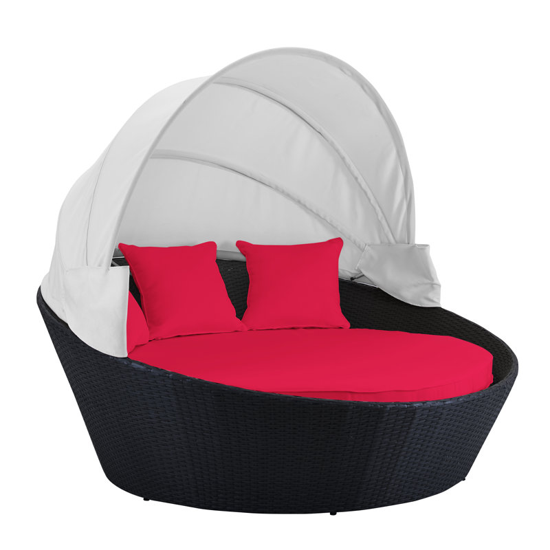 Lit de jour avec coussin Ryde, Noir, Rouge