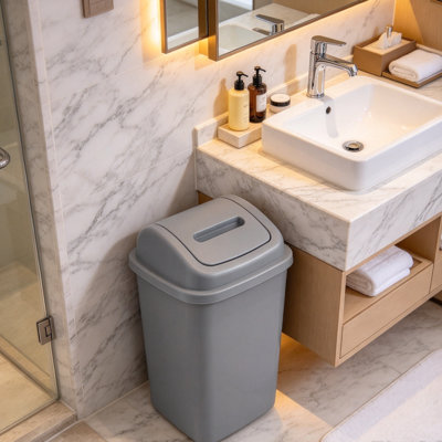 Space-Saving 5L Grey Swing Top Bin for Any Room