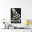 Forêt, forêt, fougère, fleur, plante, silhouette, art mural sur toile, 12 x 18, noir et blanc