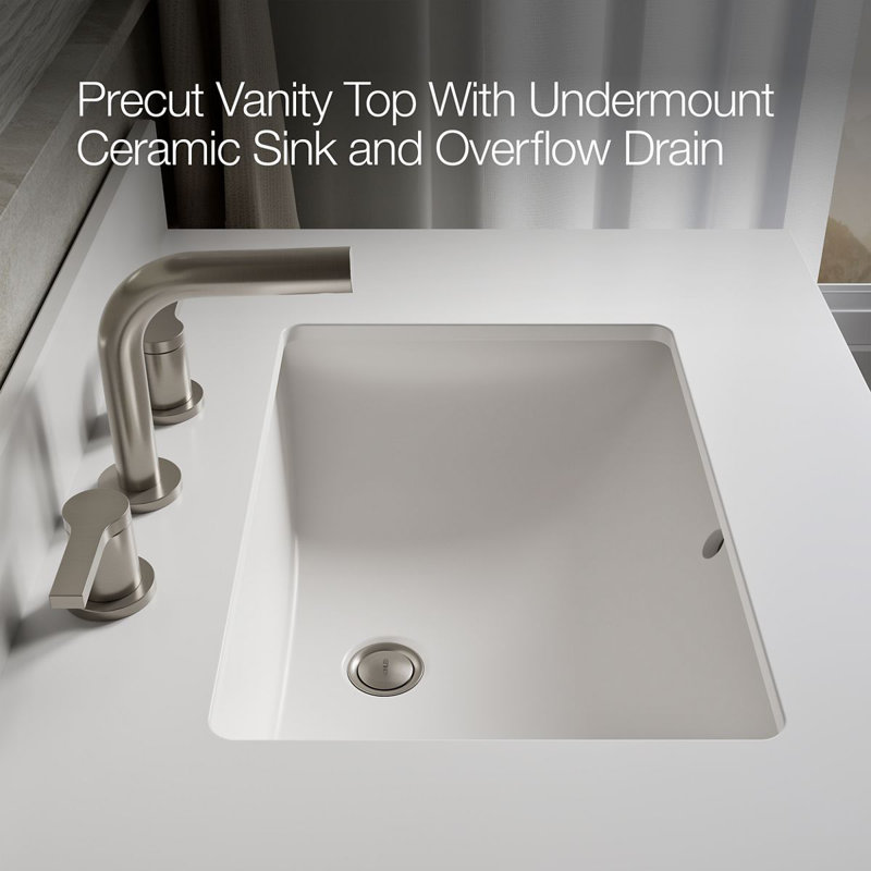 Kresla 30 In. Bathroom Vanity Cabinet With Sink And Quartz Top, White, Brushed Nickel