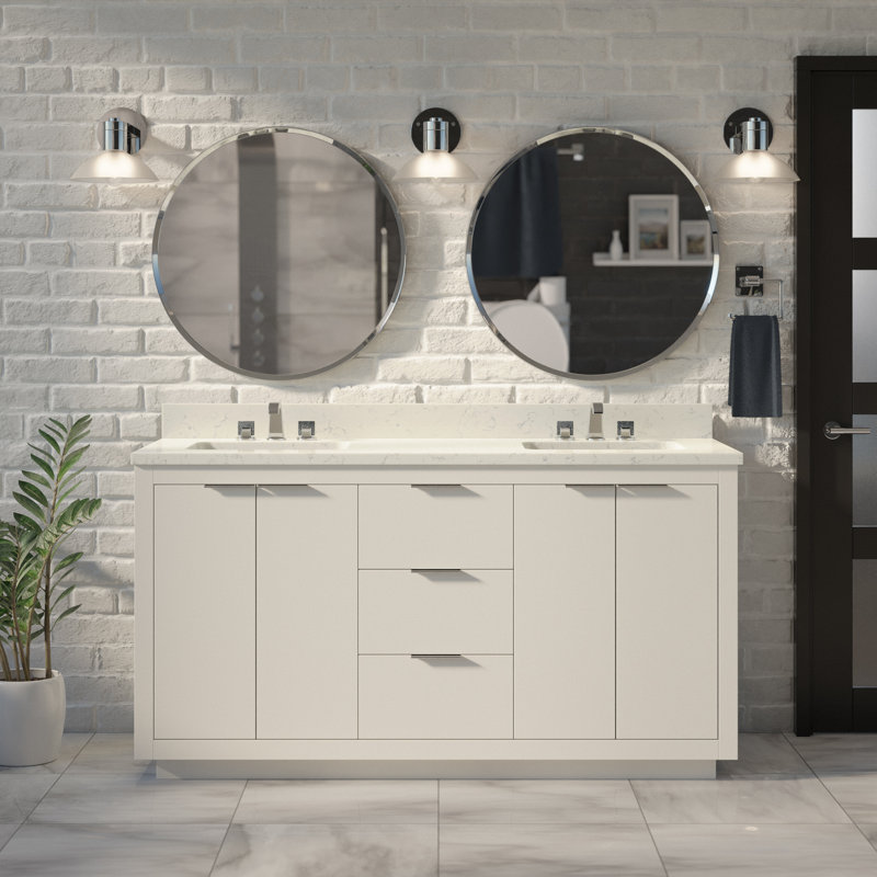 Ensemble de meuble-lavabo double 60 po Anastazia, Blanc