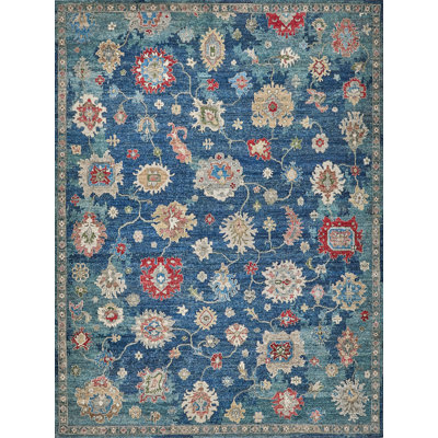 Oxford hand-knotted Ghazni Wool Blue Area Rug