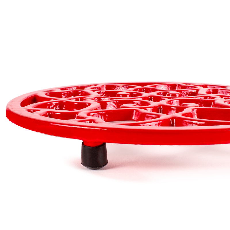 Red Cast Iron Apple Design Round Trivet