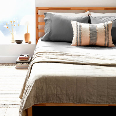 CoolCotton Queen Sheet Set - Moisture-Wicking Percale Fitted Sheet  Pillowcases - Deep Pocket 15" - Breathable Cooling - Easy Care - Charcoal Gray