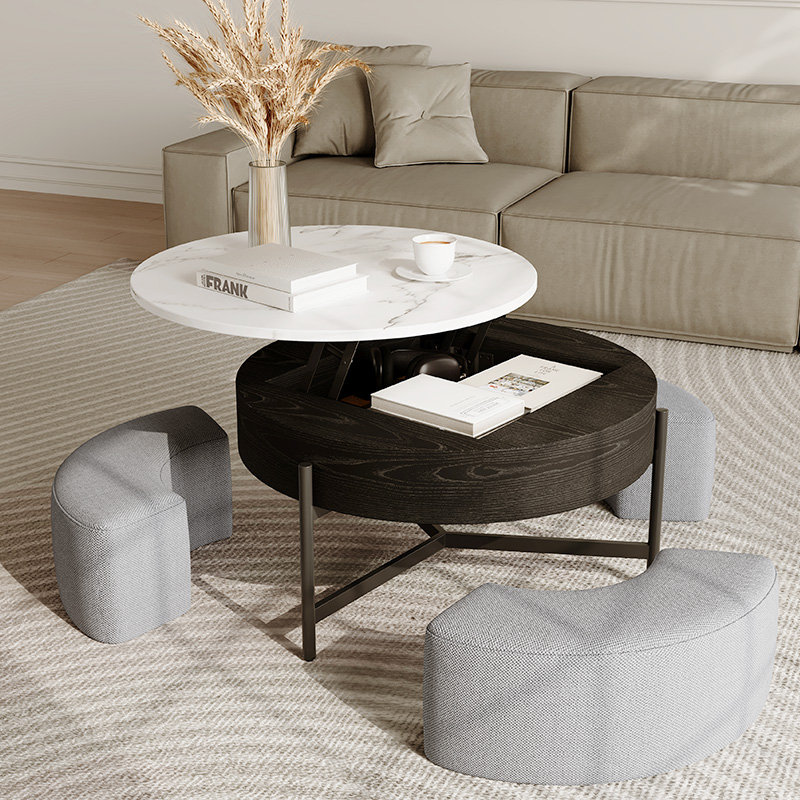 Table basse Thomas avec plateau relevable avec rangement et repose-pieds Thomas