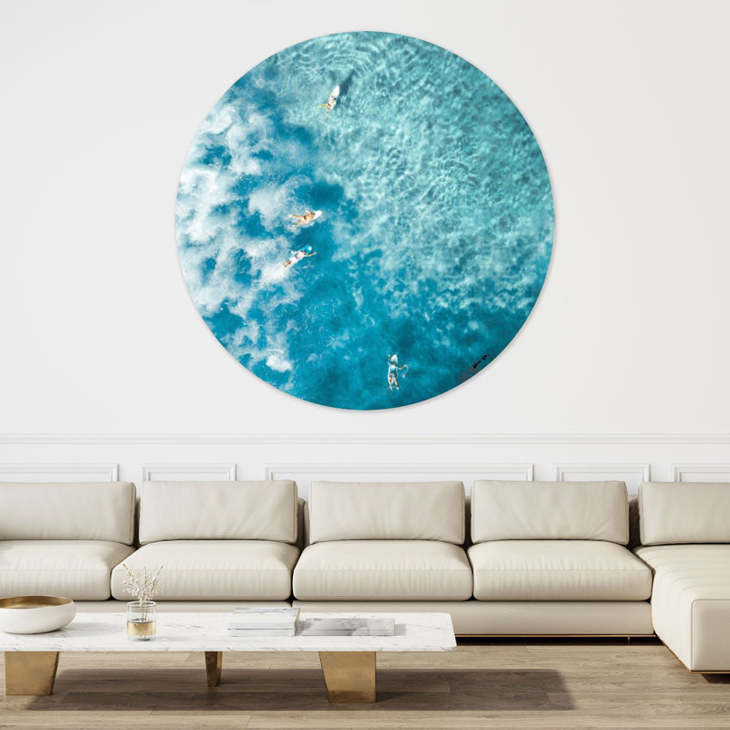 Surfing Seas Nautical and Coastal Round Acrylic Art by Oliver Gal, 24" H x 24" W