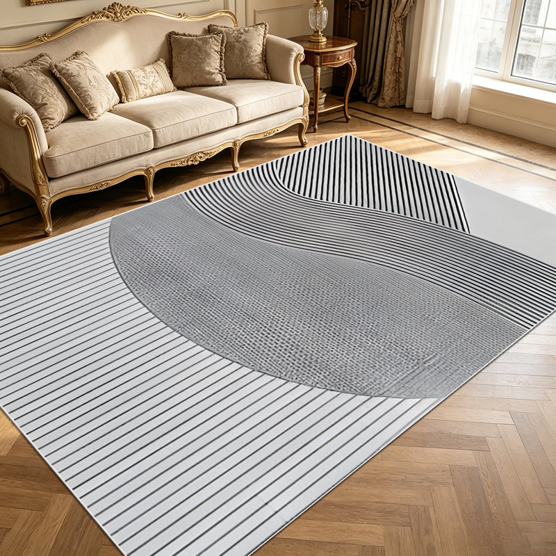 1PC Modern Black White Geometric Stripe Abstract area rugs for Living Room, Soft and Comfortable, Suitable for all seasons, easy-to-maintain, machine washable Indoor floor mat, Under Table Farmhouse suitable for dining room, bedroom, entryway,