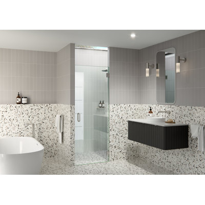Albedo 29 in. x 78 in. Fully Frameless Hinge Shower Door