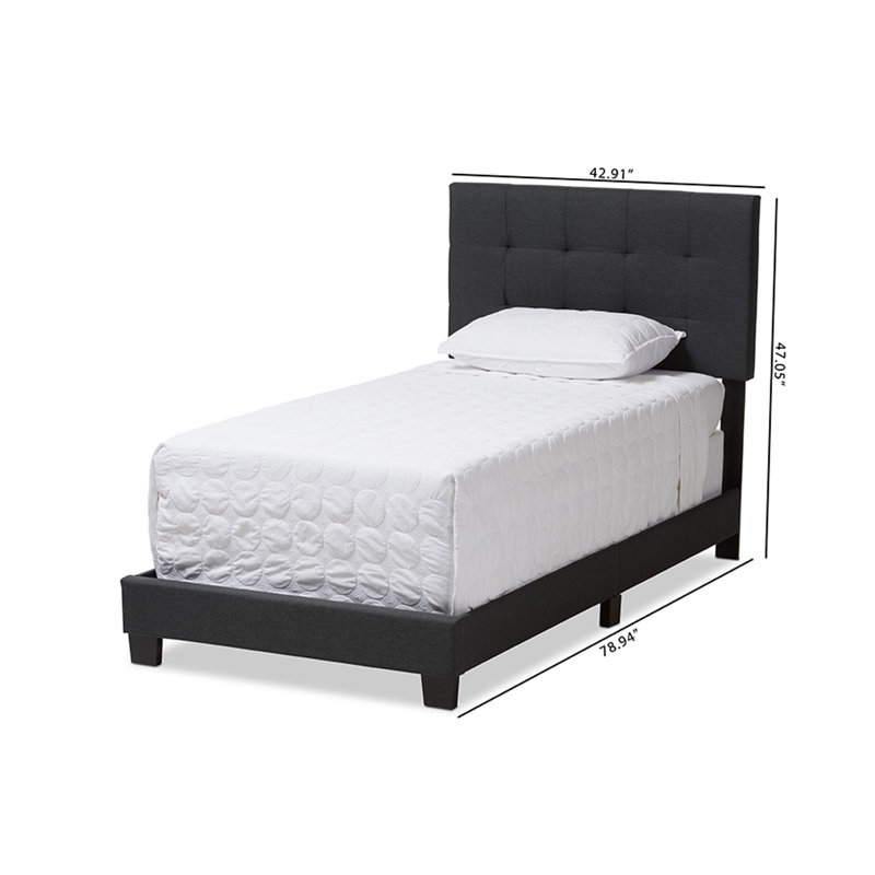 Yetkin Upholstered Bed, Dark Grey, Twin