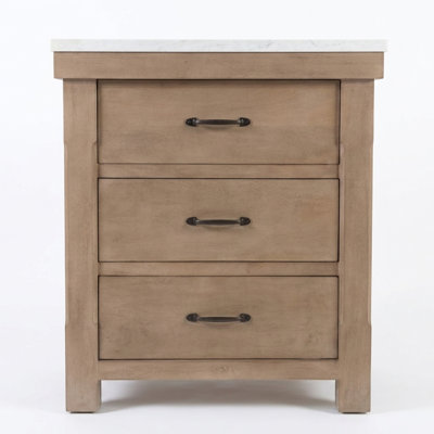 30 po Meuble-lavabo simple de style campagnard en bois naturel avec plateau en marbre blanc assemblé