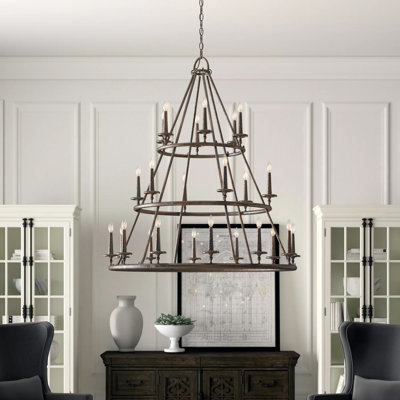 Eava 24-Light Dimmable Wagon Wheel Chandelier