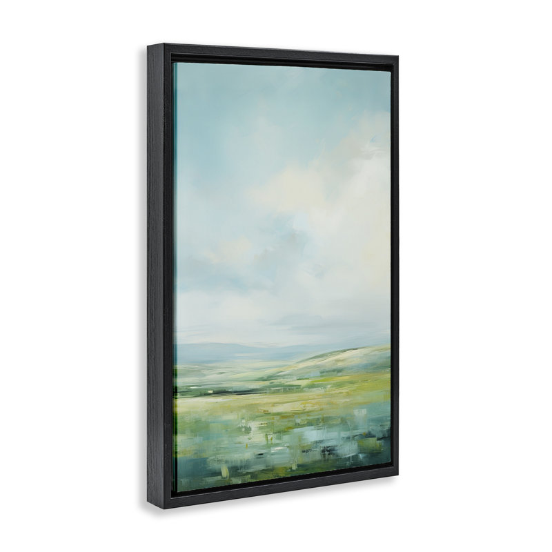  «Scenic Countryside Clouds», toile flottante encadrée par Raymond Powers, Cadre flottant noir de jais, H 25 po x l 17 po