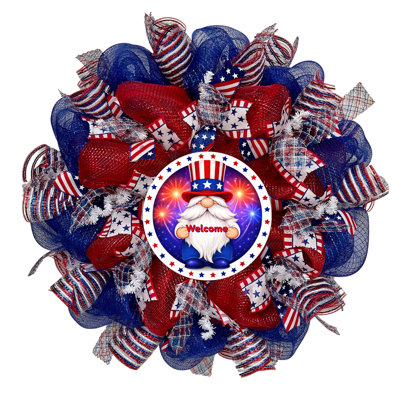 Uncle Sam Gnome Patriotic Welcome Wreath