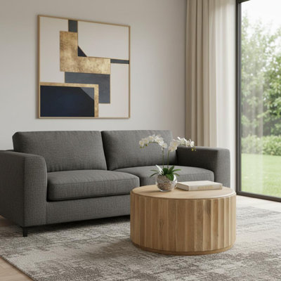 Table basse ronde en bois massif 36 "brun