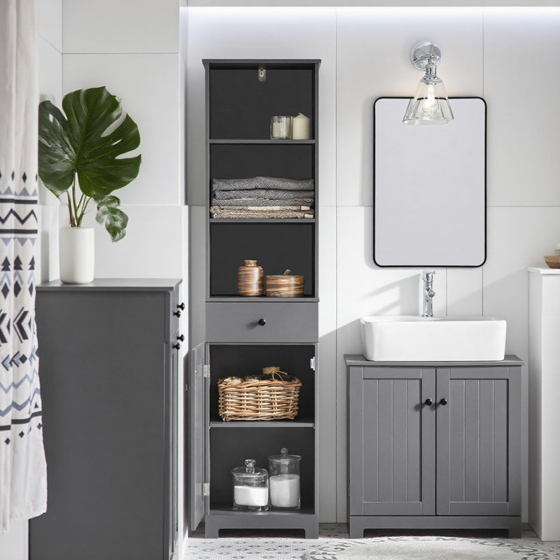Johnone Linen Cabinet, Dark Gray